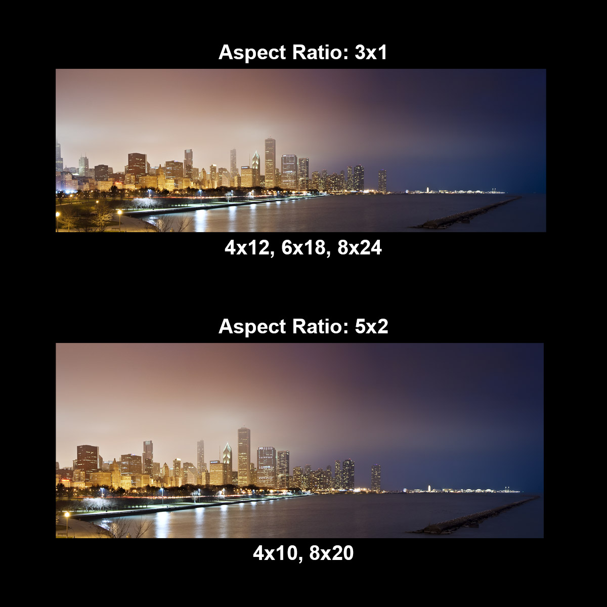 Image showing print sizes and aspect ratios available when printing the photograph.