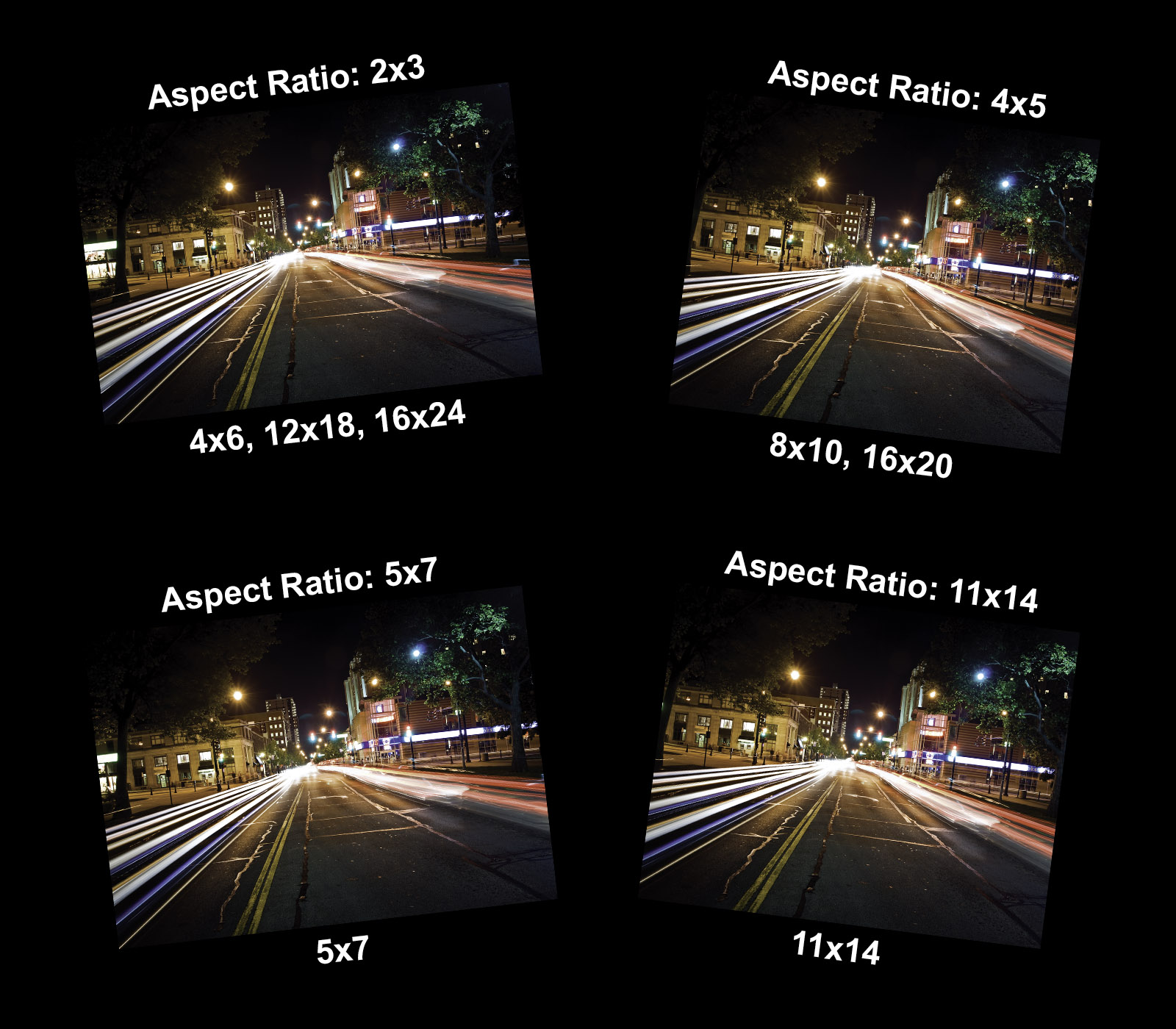 Image showing print sizes and aspect ratios available when printing the photograph.