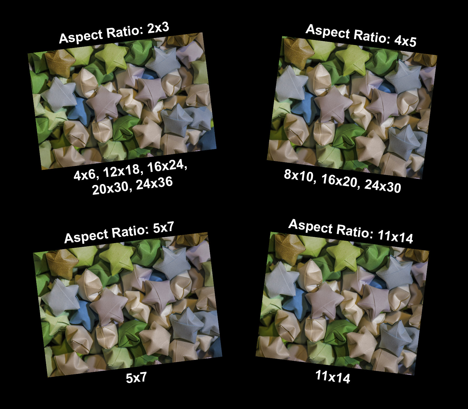 Image showing print sizes and aspect ratios available when printing the photograph.