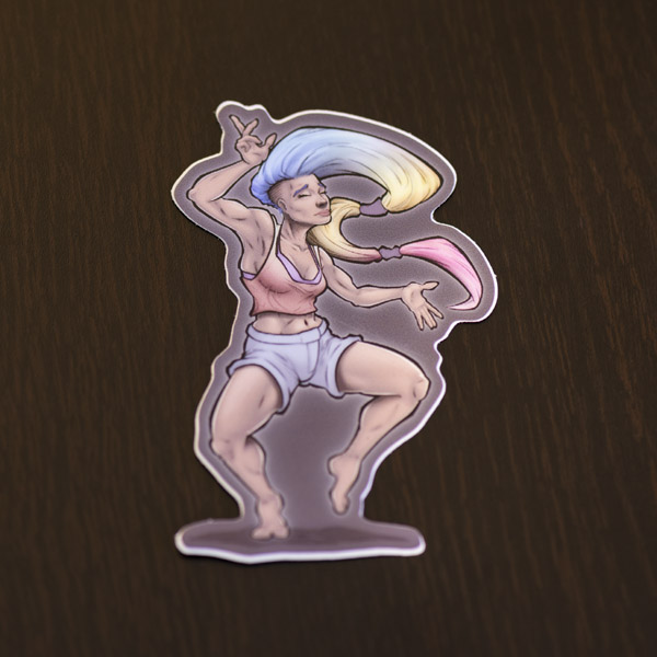 Photograph of the woman dancing sticker available in the Copious Ink Etsy store.